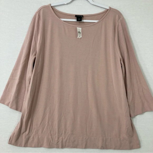 New Ann Taylor Pink Blush Round Neck Soft Stretch Pull-over Long Sleeve Top XL - Picture 1 of 10